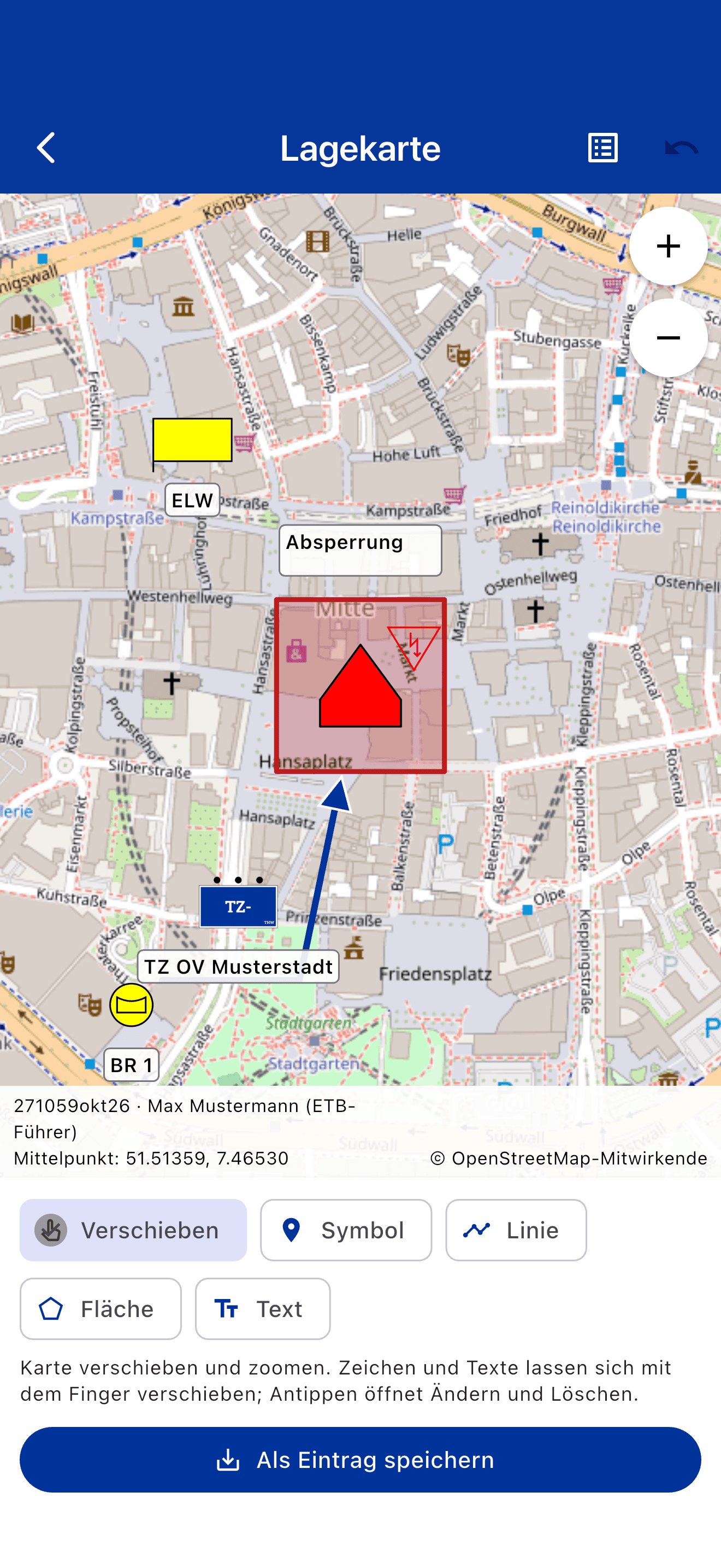 Situation map with tactical symbols